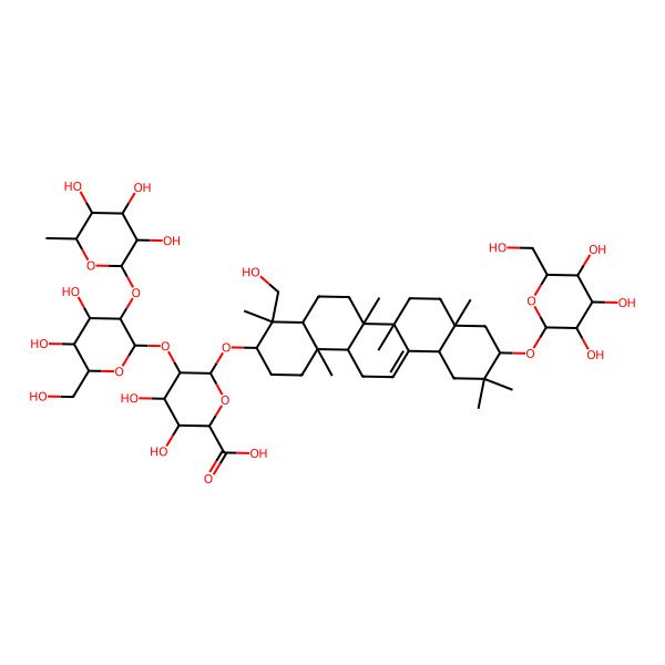 2D Structure of 5-[4,5-Dihydroxy-6-(hydroxymethyl)-3-(3,4,5-trihydroxy-6-methyloxan-2-yl)oxyoxan-2-yl]oxy-3,4-dihydroxy-6-[[4-(hydroxymethyl)-4,6a,6b,8a,11,11,14b-heptamethyl-10-[3,4,5-trihydroxy-6-(hydroxymethyl)oxan-2-yl]oxy-1,2,3,4a,5,6,7,8,9,10,12,12a,14,14a-tetradecahydropicen-3-yl]oxy]oxane-2-carboxylic acid