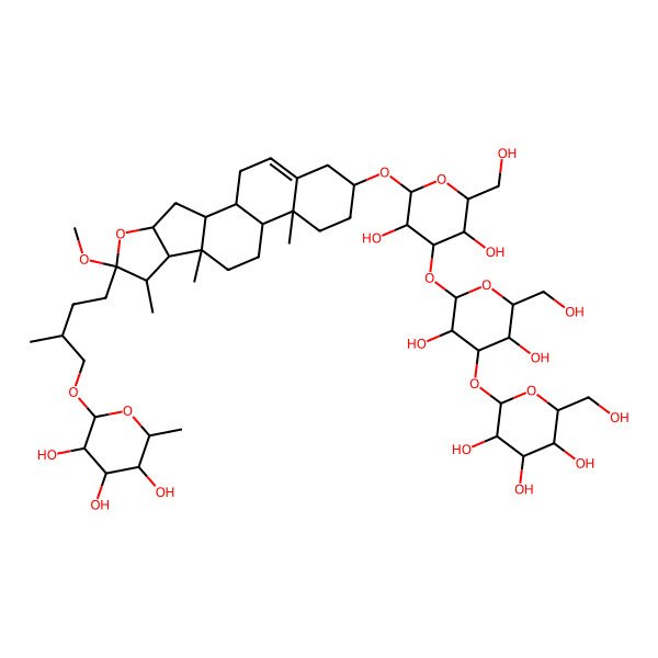 2D Structure of 2-[4-[16-[4-[3,5-Dihydroxy-6-(hydroxymethyl)-4-[3,4,5-trihydroxy-6-(hydroxymethyl)oxan-2-yl]oxyoxan-2-yl]oxy-3,5-dihydroxy-6-(hydroxymethyl)oxan-2-yl]oxy-6-methoxy-7,9,13-trimethyl-5-oxapentacyclo[10.8.0.02,9.04,8.013,18]icos-18-en-6-yl]-2-methylbutoxy]-6-methyloxane-3,4,5-triol