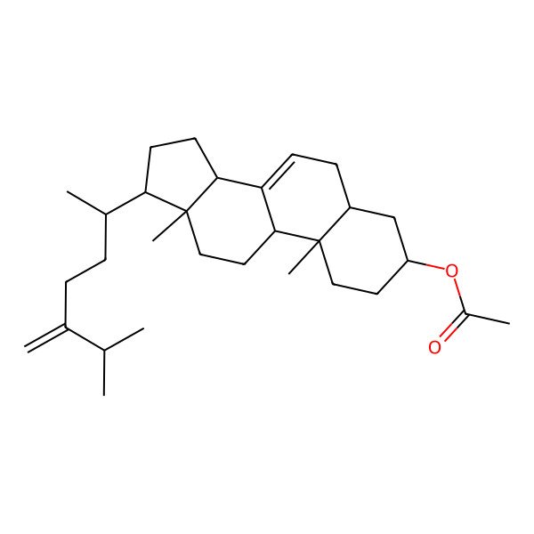 2D Structure of [(3S,5S,9R,10S,13R,14R,17R)-10,13-dimethyl-17-[(2R)-6-methyl-5-methylideneheptan-2-yl]-2,3,4,5,6,9,11,12,14,15,16,17-dodecahydro-1H-cyclopenta[a]phenanthren-3-yl] acetate