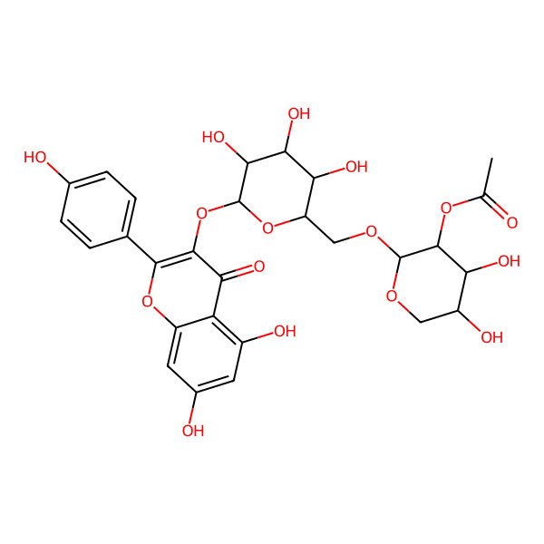 2D Structure of [2-[[6-[5,7-Dihydroxy-2-(4-hydroxyphenyl)-4-oxochromen-3-yl]oxy-3,4,5-trihydroxyoxan-2-yl]methoxy]-4,5-dihydroxyoxan-3-yl] acetate