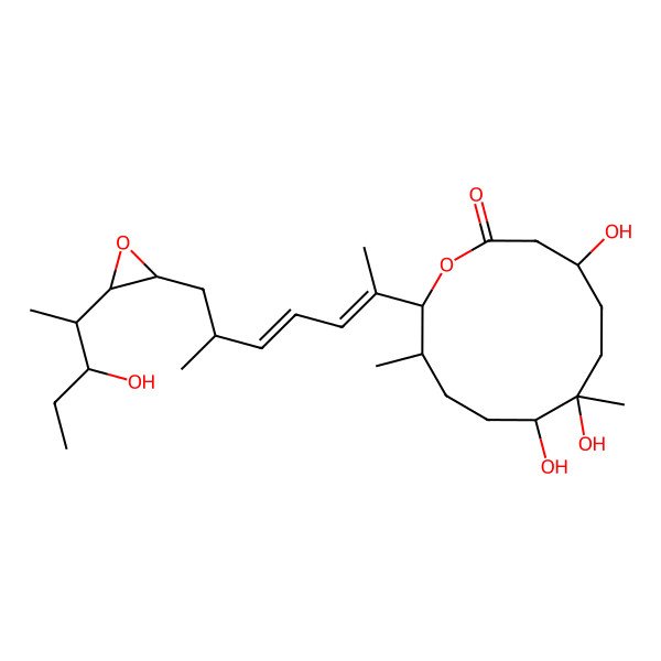2D Structure of 4,7,8-Trihydroxy-12-[7-[3-(3-hydroxypentan-2-yl)oxiran-2-yl]-6-methylhepta-2,4-dien-2-yl]-7,11-dimethyl-oxacyclododecan-2-one