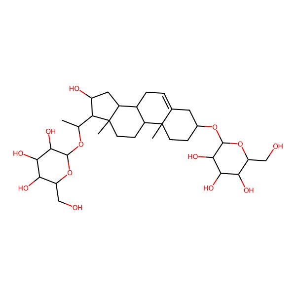 2D Structure of (2R,3R,4S,5S,6R)-2-[[(3S,8S,9S,10R,13S,14S,16R,17R)-16-hydroxy-10,13-dimethyl-17-[(1S)-1-[(2R,3R,4S,5S,6R)-3,4,5-trihydroxy-6-(hydroxymethyl)oxan-2-yl]oxyethyl]-2,3,4,7,8,9,11,12,14,15,16,17-dodecahydro-1H-cyclopenta[a]phenanthren-3-yl]oxy]-6-(hydroxymethyl)oxane-3,4,5-triol