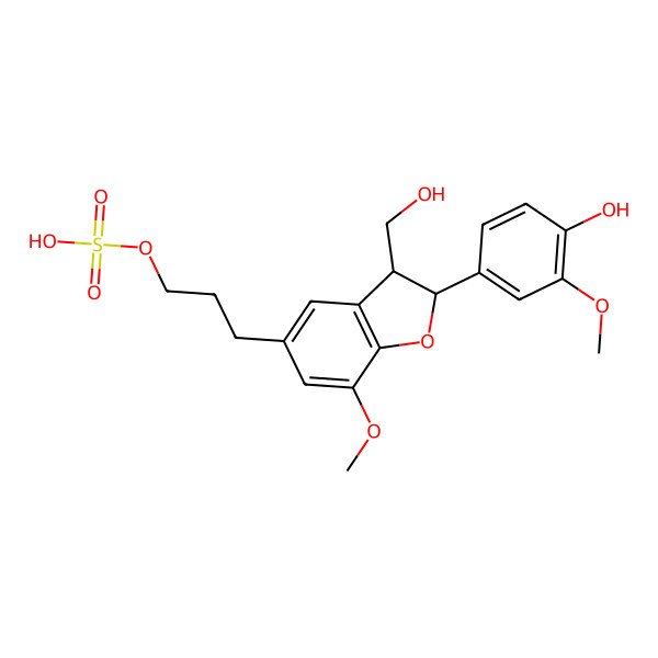 2D Structure of 3-[(2S,3R)-2-(4-hydroxy-3-methoxyphenyl)-3-(hydroxymethyl)-7-methoxy-2,3-dihydro-1-benzofuran-5-yl]propyl hydrogen sulfate