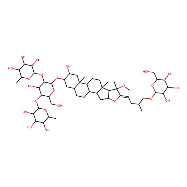 2D Structure of 2-[4-Hydroxy-6-[[15-hydroxy-7-methoxy-7,9,13-trimethyl-6-[3-methyl-4-[3,4,5-trihydroxy-6-(hydroxymethyl)oxan-2-yl]oxybutylidene]-5-oxapentacyclo[10.8.0.02,9.04,8.013,18]icosan-16-yl]oxy]-2-(hydroxymethyl)-5-(3,4,5-trihydroxy-6-methyloxan-2-yl)oxyoxan-3-yl]oxy-6-methyloxane-3,4,5-triol