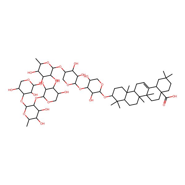 2D Structure of 10-[4-[5-[4-[4-[4,5-Dihydroxy-6-methyl-3-(3,4,5-trihydroxyoxan-2-yl)oxyoxan-2-yl]oxy-3,5-dihydroxyoxan-2-yl]oxy-3,5-dihydroxy-6-methyloxan-2-yl]oxy-3,4-dihydroxyoxan-2-yl]oxy-3,5-dihydroxyoxan-2-yl]oxy-2,2,6a,6b,9,9,12a-heptamethyl-1,3,4,5,6,6a,7,8,8a,10,11,12,13,14b-tetradecahydropicene-4a-carboxylic acid