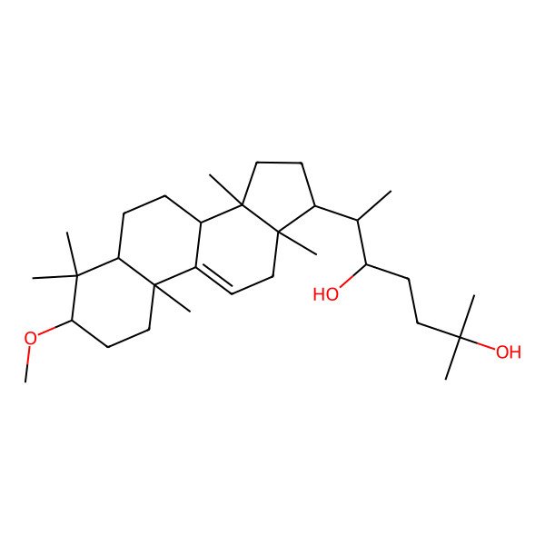 2D Structure of 6-(3-methoxy-4,4,10,13,14-pentamethyl-2,3,5,6,7,8,12,15,16,17-decahydro-1H-cyclopenta[a]phenanthren-17-yl)-2-methylheptane-2,5-diol
