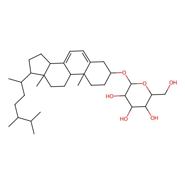 2D Structure of 2-[[17-(5,6-dimethylheptan-2-yl)-10,13-dimethyl-2,3,4,9,11,12,14,15,16,17-decahydro-1H-cyclopenta[a]phenanthren-3-yl]oxy]-6-(hydroxymethyl)oxane-3,4,5-triol