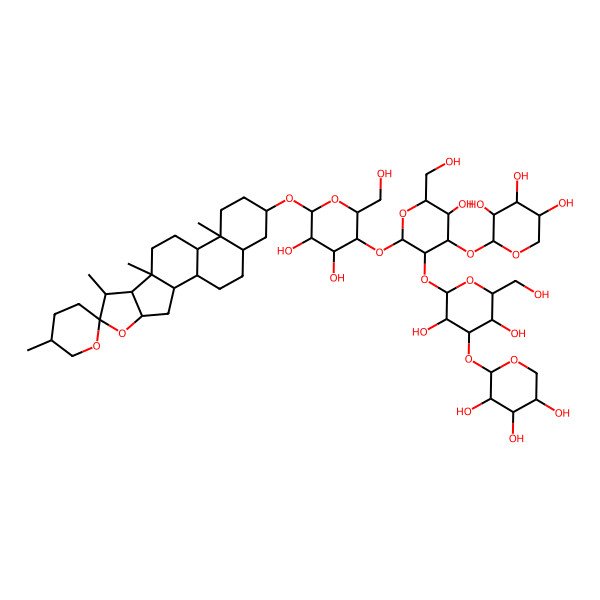 2D Structure of 2-[2-[2-[4,5-Dihydroxy-2-(hydroxymethyl)-6-(5',7,9,13-tetramethylspiro[5-oxapentacyclo[10.8.0.02,9.04,8.013,18]icosane-6,2'-oxane]-16-yl)oxyoxan-3-yl]oxy-5-hydroxy-6-(hydroxymethyl)-4-(3,4,5-trihydroxyoxan-2-yl)oxyoxan-3-yl]oxy-3,5-dihydroxy-6-(hydroxymethyl)oxan-4-yl]oxyoxane-3,4,5-triol