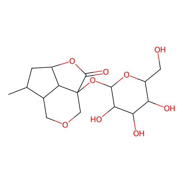 2D Structure of (1R,4S,6S,7R,11R)-6-methyl-1-[(2S,3S,4R,5S,6R)-3,4,5-trihydroxy-6-(hydroxymethyl)oxan-2-yl]oxy-3,9-dioxatricyclo[5.3.1.04,11]undecan-2-one