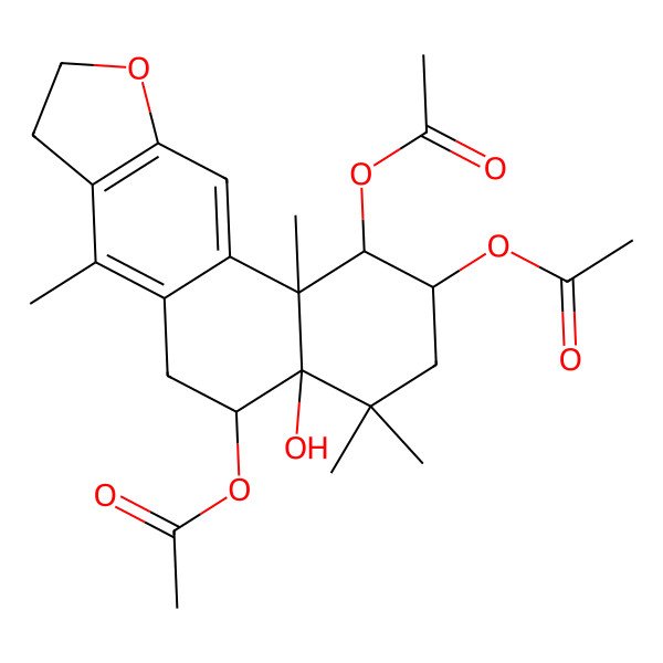2D Structure of [(1R,2S,4aR,5S,11bS)-1,2-diacetyloxy-4a-hydroxy-4,4,7,11b-tetramethyl-2,3,5,6,8,9-hexahydro-1H-naphtho[2,1-f][1]benzofuran-5-yl] acetate