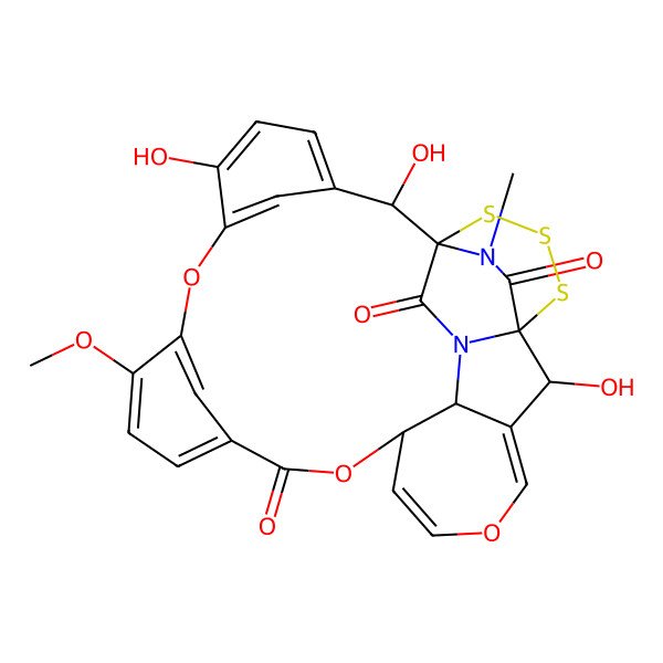 2D Structure of 19,23,33-Trihydroxy-15-methoxy-29-methyl-6,10,17-trioxa-25,26,27-trithia-2,29-diazaheptacyclo[22.3.2.11,4.12,24.112,16.118,22.03,9]tritriaconta-4,7,12(32),13,15,18,20,22(31)-octaene-11,28,30-trione