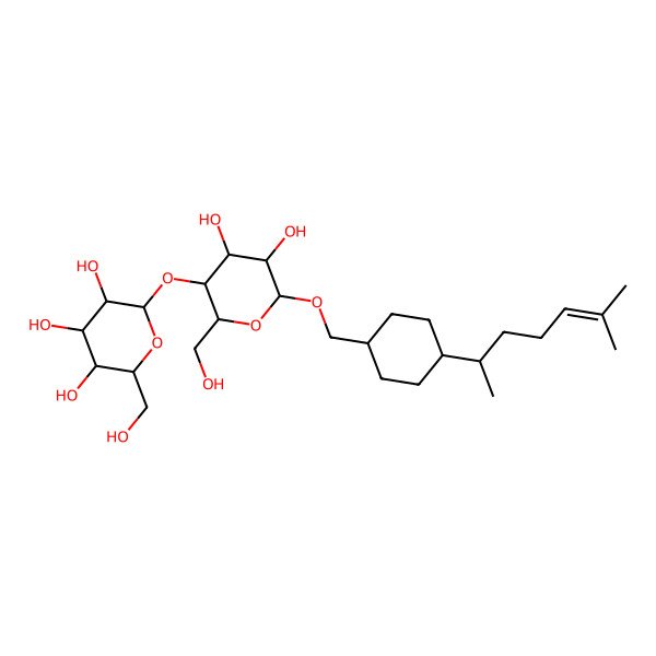 2D Structure of 2-[4,5-Dihydroxy-2-(hydroxymethyl)-6-[[4-(6-methylhept-5-en-2-yl)cyclohexyl]methoxy]oxan-3-yl]oxy-6-(hydroxymethyl)oxane-3,4,5-triol