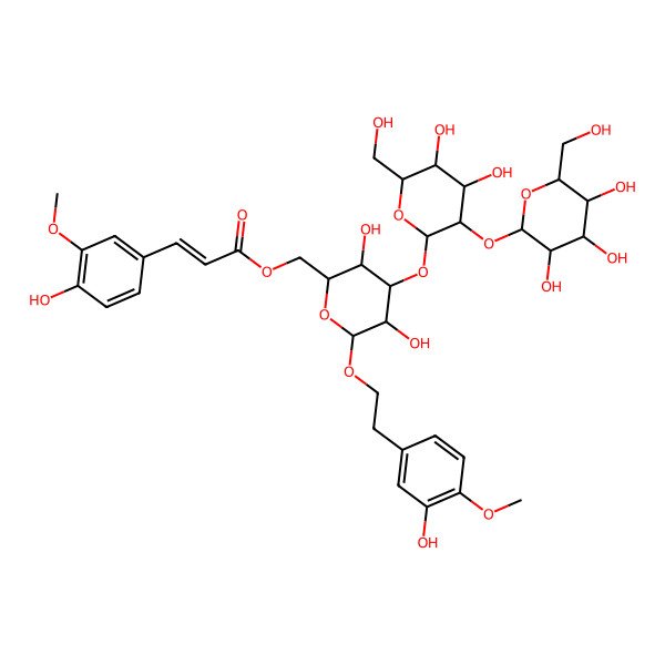 2D Structure of [4-[4,5-Dihydroxy-6-(hydroxymethyl)-3-[3,4,5-trihydroxy-6-(hydroxymethyl)oxan-2-yl]oxyoxan-2-yl]oxy-3,5-dihydroxy-6-[2-(3-hydroxy-4-methoxyphenyl)ethoxy]oxan-2-yl]methyl 3-(4-hydroxy-3-methoxyphenyl)prop-2-enoate