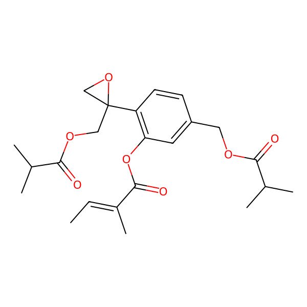 2D Structure of [5-(2-Methylpropanoyloxymethyl)-2-[2-(2-methylpropanoyloxymethyl)oxiran-2-yl]phenyl] 2-methylbut-2-enoate