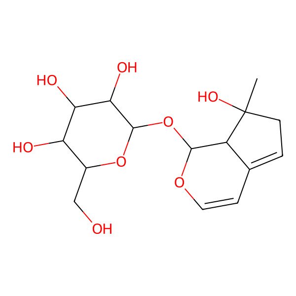 2D Structure of 2-(hydroxymethyl)-6-[(7-hydroxy-7-methyl-6,7a-dihydro-1H-cyclopenta[c]pyran-1-yl)oxy]oxane-3,4,5-triol