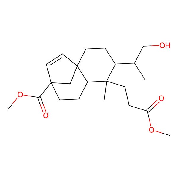 2D Structure of methyl (1R,4R,5R,6S,9R)-4-[(2S)-1-hydroxypropan-2-yl]-5-(3-methoxy-3-oxopropyl)-5-methyltricyclo[7.2.1.01,6]dodec-10-ene-9-carboxylate