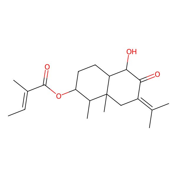 2D Structure of [(1R,2R,4aS,5R,8aR)-5-hydroxy-1,8a-dimethyl-6-oxo-7-propan-2-ylidene-2,3,4,4a,5,8-hexahydro-1H-naphthalen-2-yl] (Z)-2-methylbut-2-enoate
