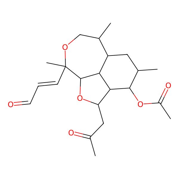 2D Structure of [(1S,3S,4R,5R,6R,8S,9R,12S,13S)-6,9,12-trimethyl-12-[(E)-3-oxoprop-1-enyl]-3-(2-oxopropyl)-2,11-dioxatricyclo[6.4.1.04,13]tridecan-5-yl] acetate
