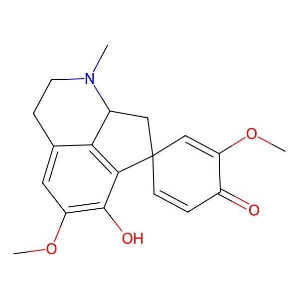 2D Structure of (2R,4S)-11-hydroxy-2',10-dimethoxy-5-methylspiro[5-azatricyclo[6.3.1.04,12]dodeca-1(12),8,10-triene-2,4'-cyclohexa-2,5-diene]-1'-one
