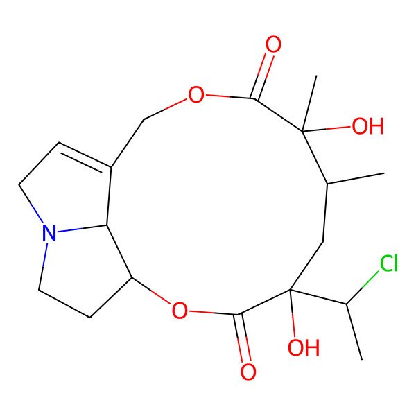 2D Structure of (1R,4R,6R,7S,17R)-4-(1-chloroethyl)-4,7-dihydroxy-6,7-dimethyl-2,9-dioxa-14-azatricyclo[9.5.1.014,17]heptadec-11-ene-3,8-dione