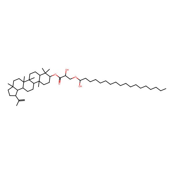 2D Structure of (3a,5a,5b,8,8,11a-Hexamethyl-1-prop-1-en-2-yl-1,2,3,4,5,6,7,7a,9,10,11,11b,12,13,13a,13b-hexadecahydrocyclopenta[a]chrysen-9-yl) 2-hydroxy-3-(1-hydroxyoctadecoxy)propanoate