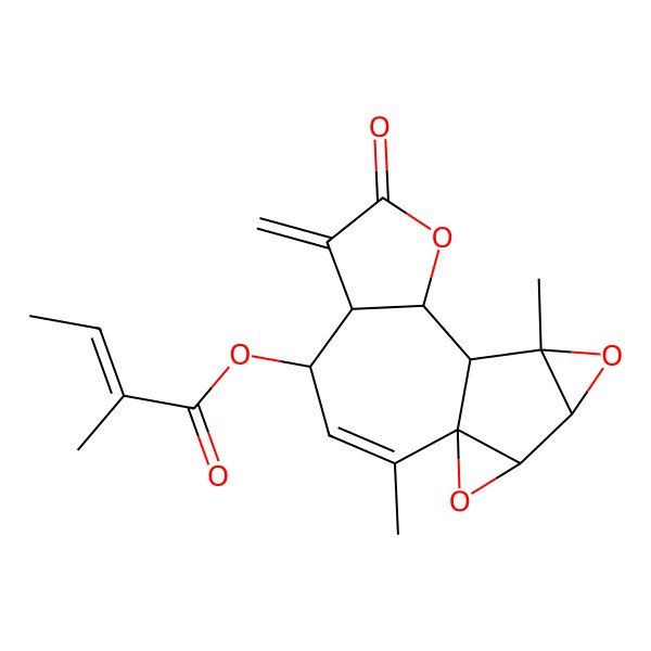 2D Structure of [(1S,4R,5R,9S,10S,11S,13R,14S)-2,11-dimethyl-6-methylidene-7-oxo-8,12,15-trioxapentacyclo[8.5.0.01,14.05,9.011,13]pentadec-2-en-4-yl] (E)-2-methylbut-2-enoate