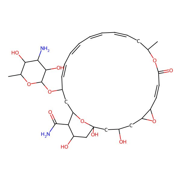 2D Structure of 22-(4-Amino-3,5-dihydroxy-6-methyloxan-2-yl)oxy-1,3,26-trihydroxy-12-methyl-10-oxo-6,11,28-trioxatricyclo[22.3.1.05,7]octacosa-8,14,16,18,20-pentaene-25-carboxamide