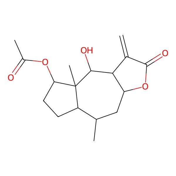 2D Structure of [(3aS,5R,5aS,8aR,9S,9aS)-9-hydroxy-5,8a-dimethyl-1-methylidene-2-oxo-4,5,5a,6,7,8,9,9a-octahydro-3aH-azuleno[6,7-b]furan-8-yl] acetate
