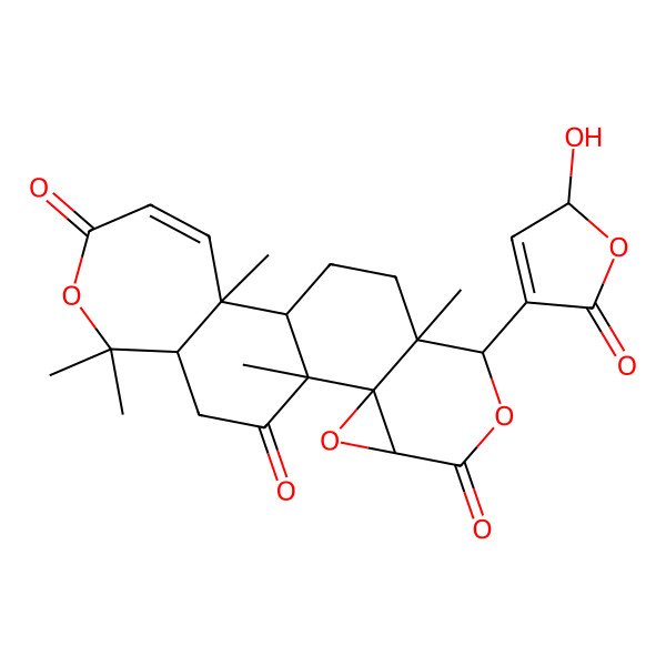 2D Structure of (1R,2R,4S,7R,8S,11S,12R,18S)-7-[(2R)-2-hydroxy-5-oxo-2H-furan-4-yl]-1,8,12,17,17-pentamethyl-3,6,16-trioxapentacyclo[9.9.0.02,4.02,8.012,18]icos-13-ene-5,15,20-trione