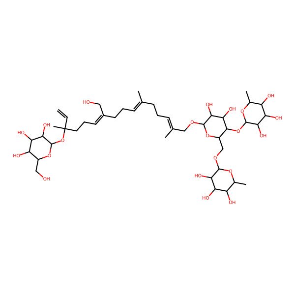 2D Structure of 2-[[4,5-Dihydroxy-6-[10-(hydroxymethyl)-2,6,14-trimethyl-14-[3,4,5-trihydroxy-6-(hydroxymethyl)oxan-2-yl]oxyhexadeca-2,6,10,15-tetraenoxy]-3-(3,4,5-trihydroxy-6-methyloxan-2-yl)oxyoxan-2-yl]methoxy]-6-methyloxane-3,4,5-triol