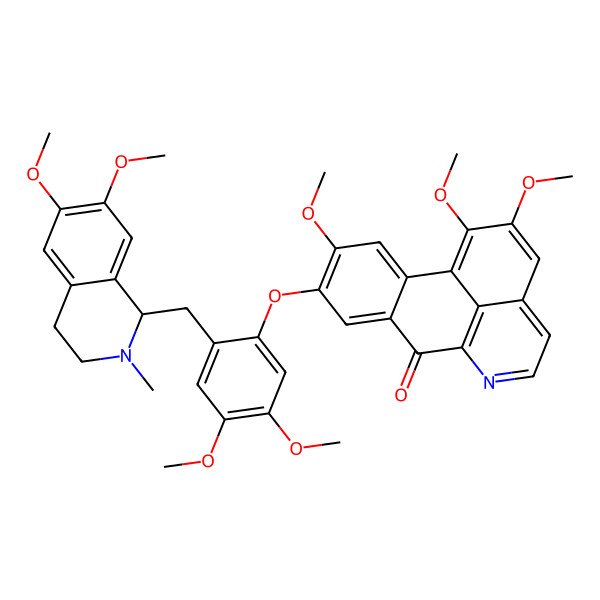 2D Structure of 5-[2-[[(1S)-6,7-dimethoxy-2-methyl-3,4-dihydro-1H-isoquinolin-1-yl]methyl]-4,5-dimethoxyphenoxy]-4,15,16-trimethoxy-10-azatetracyclo[7.7.1.02,7.013,17]heptadeca-1(17),2,4,6,9,11,13,15-octaen-8-one