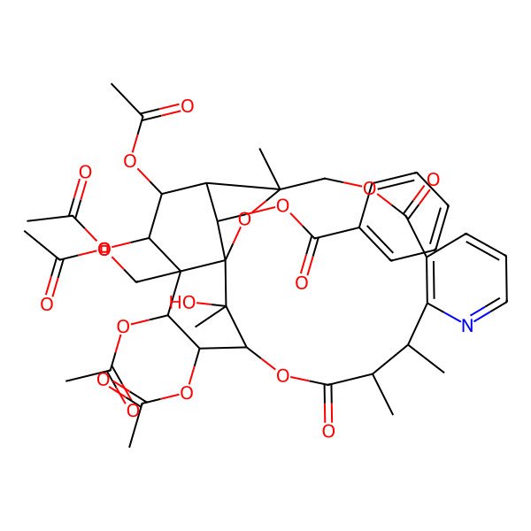 2D Structure of [(1S,3R,13R,14S,17S,18R,19R,20R,21S,22R,23R,24R,25R)-18,19,21,22-tetraacetyloxy-20-(acetyloxymethyl)-25-hydroxy-3,13,14,25-tetramethyl-6,15-dioxo-2,5,16-trioxa-11-azapentacyclo[15.7.1.01,20.03,23.07,12]pentacosa-7(12),8,10-trien-24-yl] benzoate