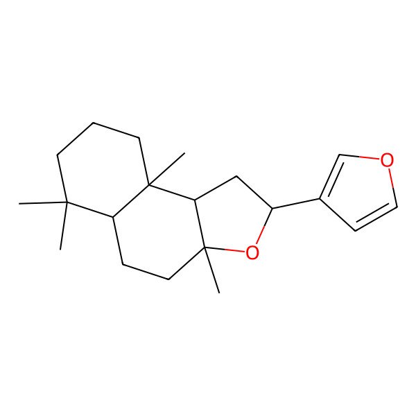2D Structure of (2S,3aR,5aS,9aS,9bR)-2-(furan-3-yl)-3a,6,6,9a-tetramethyl-2,4,5,5a,7,8,9,9b-octahydro-1H-benzo[e][1]benzofuran