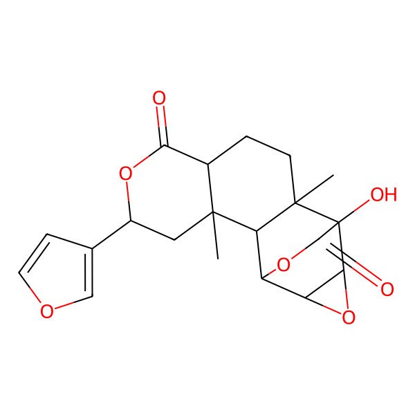 2D Structure of (1S,2S,3S,5S,8S,11R,12S,13S,15S)-5-(furan-3-yl)-12-hydroxy-3,11-dimethyl-6,14,16-trioxapentacyclo[10.3.2.02,11.03,8.013,15]heptadecane-7,17-dione