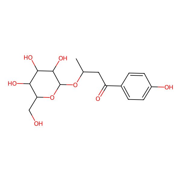 2D Structure of (3R)-1-(4-hydroxyphenyl)-3-[(2R,3R,4S,5S,6R)-3,4,5-trihydroxy-6-(hydroxymethyl)oxan-2-yl]oxybutan-1-one