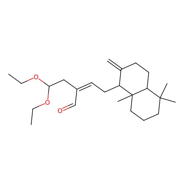 2D Structure of (E)-4-[(1S,4aS,8aS)-5,5,8a-trimethyl-2-methylidene-3,4,4a,6,7,8-hexahydro-1H-naphthalen-1-yl]-2-(2,2-diethoxyethyl)but-2-enal