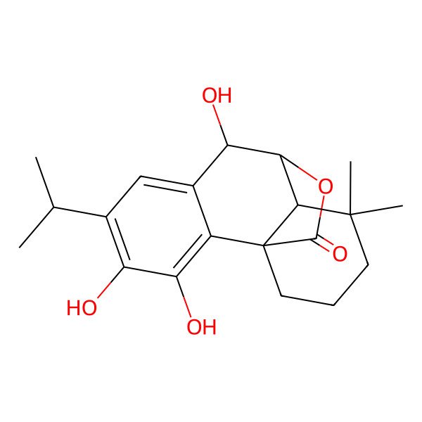 2D Structure of (1R,8R,9S,10R)-3,4,8-trihydroxy-11,11-dimethyl-5-propan-2-yl-16-oxatetracyclo[7.5.2.01,10.02,7]hexadeca-2,4,6-trien-15-one
