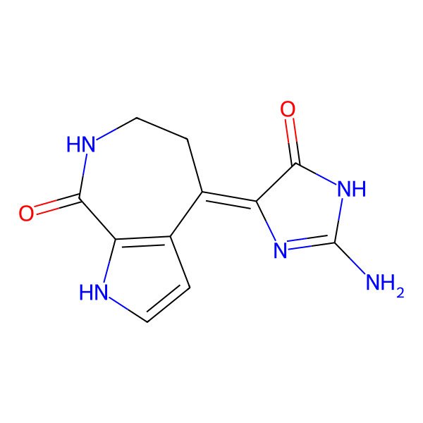 2D Structure of (4E)-4-(2-amino-4-oxo-1H-imidazol-5-ylidene)-1,5,6,7-tetrahydropyrrolo[2,3-c]azepin-8-one