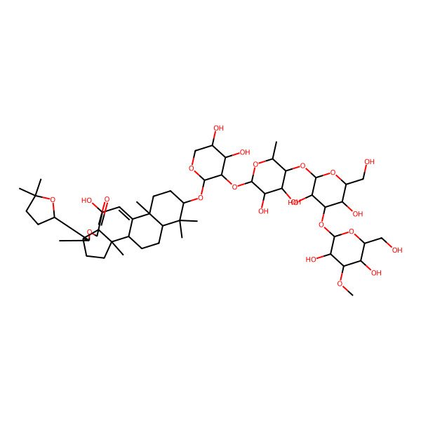 2D Structure of 16-[3-[5-[4-[3,5-Dihydroxy-6-(hydroxymethyl)-4-methoxyoxan-2-yl]oxy-3,5-dihydroxy-6-(hydroxymethyl)oxan-2-yl]oxy-3,4-dihydroxy-6-methyloxan-2-yl]oxy-4,5-dihydroxyoxan-2-yl]oxy-6-(5,5-dimethyloxolan-2-yl)-10-hydroxy-2,6,13,17,17-pentamethyl-7-oxapentacyclo[10.8.0.02,9.05,9.013,18]icos-11-en-8-one