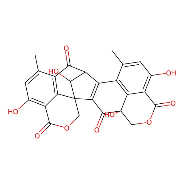 2D Structure of 4,9,19,24-Tetrahydroxy-11,17-dimethyl-6,22-dioxaheptacyclo[12.9.1.11,16.14,8.02,13.012,26.020,25]hexacosa-2(13),8,10,12(26),16(25),17,19-heptaene-3,7,15,21-tetrone