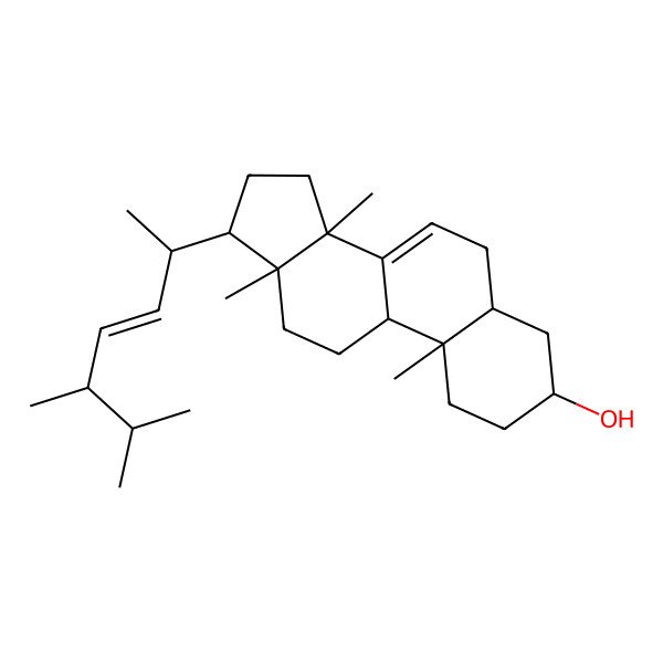 2D Structure of (3S,5S,9R,10S,13R,14R,17R)-17-[(E,2R,5R)-5,6-dimethylhept-3-en-2-yl]-10,13,14-trimethyl-1,2,3,4,5,6,9,11,12,15,16,17-dodecahydrocyclopenta[a]phenanthren-3-ol