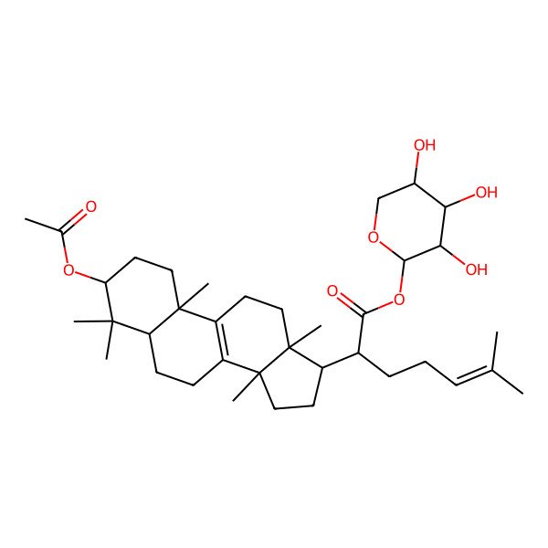 2D Structure of (3,4,5-trihydroxyoxan-2-yl) 2-(3-acetyloxy-4,4,10,13,14-pentamethyl-2,3,5,6,7,11,12,15,16,17-decahydro-1H-cyclopenta[a]phenanthren-17-yl)-6-methylhept-5-enoate