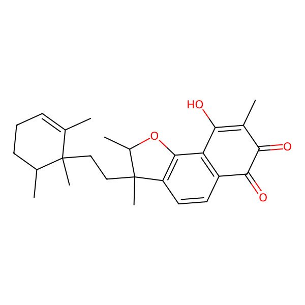 2D Structure of (2R,3S)-9-hydroxy-2,3,8-trimethyl-3-[2-[(1S,6R)-1,2,6-trimethylcyclohex-2-en-1-yl]ethyl]-2H-benzo[g][1]benzofuran-6,7-dione