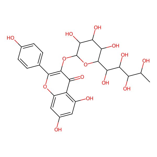 2D Structure of 5,7-dihydroxy-2-(4-hydroxyphenyl)-3-[(3R,4S,5R,6R)-3,4,5-trihydroxy-6-[(1R,2S,3R,4R)-1,2,3,4-tetrahydroxypentyl]oxan-2-yl]oxychromen-4-one