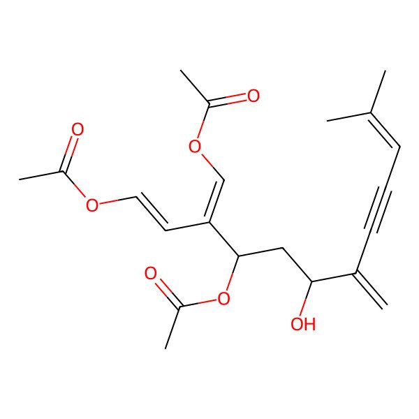 2D Structure of [4-Acetyloxy-3-(acetyloxymethylidene)-6-hydroxy-11-methyl-7-methylidenedodeca-1,10-dien-8-ynyl] acetate