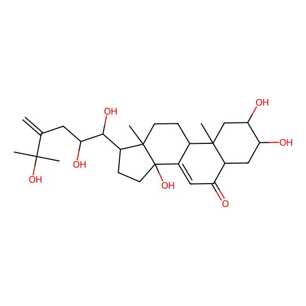 2D Structure of (2S,3R,5R,9R,10R,13R,14S,17S)-2,3,14-trihydroxy-10,13-dimethyl-17-[(1R,2R)-1,2,5-trihydroxy-5-methyl-4-methylidenehexyl]-2,3,4,5,9,11,12,15,16,17-decahydro-1H-cyclopenta[a]phenanthren-6-one