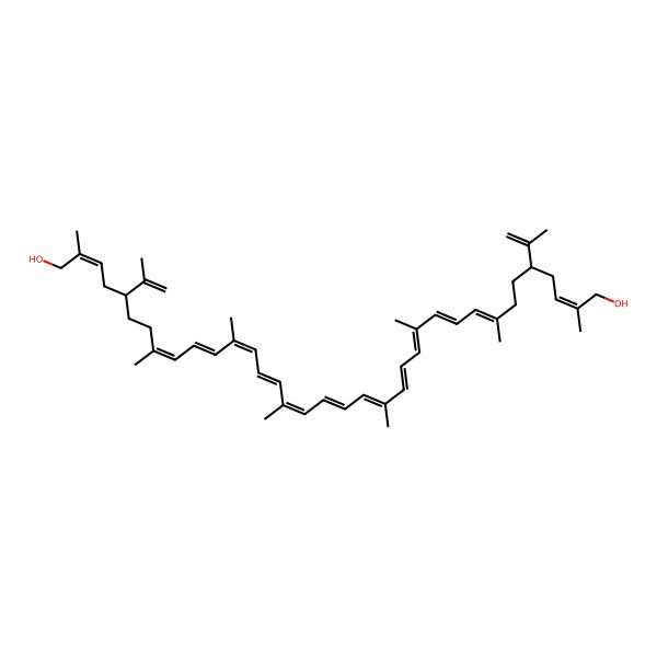 2D Structure of 2,8,12,16,21,25,29,35-Octamethyl-5,32-bis(prop-1-en-2-yl)hexatriaconta-2,8,10,12,14,16,18,20,22,24,26,28,34-tridecaene-1,36-diol