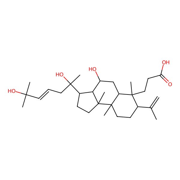 2D Structure of 3-[3-(2,6-Dihydroxy-6-methylhept-4-en-2-yl)-4-hydroxy-6,9a,9b-trimethyl-7-prop-1-en-2-yl-1,2,3,3a,4,5,5a,7,8,9-decahydrocyclopenta[a]naphthalen-6-yl]propanoic acid