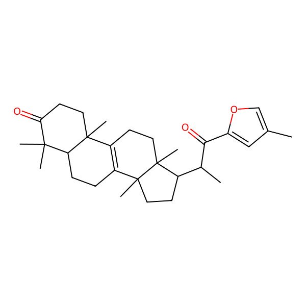 2D Structure of (5R,10S,13R,14R,17R)-4,4,10,13,14-pentamethyl-17-[(2S)-1-(4-methylfuran-2-yl)-1-oxopropan-2-yl]-1,2,5,6,7,11,12,15,16,17-decahydrocyclopenta[a]phenanthren-3-one