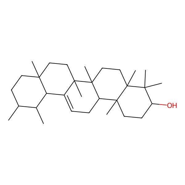 2D Structure of (3S,4aR,6aR,6bS,8aR,11R,12S,12aR,14aS,14bR)-4,4,4a,6a,6b,8a,11,12,14b-nonamethyl-1,2,3,5,6,7,8,9,10,11,12,12a,14,14a-tetradecahydropicen-3-ol